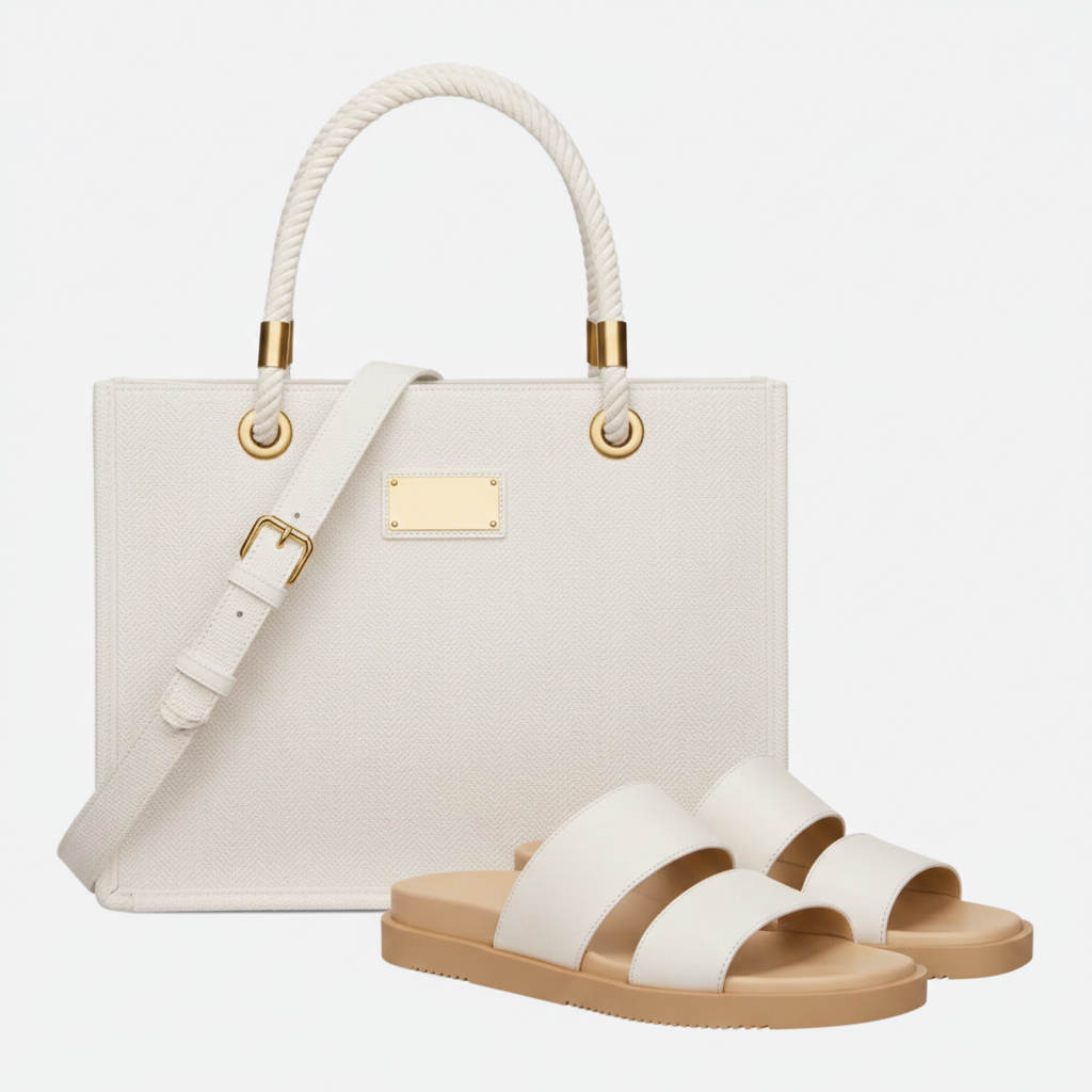 Leather Hobo Bag with Wedge Slides